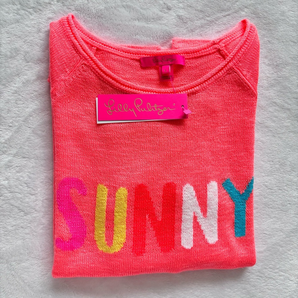 LILLY PULITZER Danette Long Sleeve Papaya Punch "Sunny" Sweater--L - Picture 12 of 14